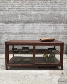 Prachtige houten antieke toonbank met glas keukeneiland 147686