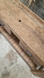 Oude werkbank eiken 147359 lengte 200 cm