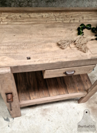 Korte oude werkbank 147354 lengte 124 cm ideaal badkamermeubel