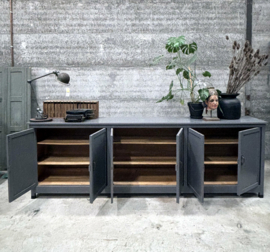 Oude authentieke schoolkast (146843) lengte 306 cm