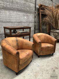 Prachtige set clubfauteuils van schapenleer 148242