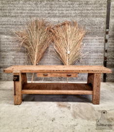 Antieke eiken werkbank (147311) lengte 256 cm verkocht