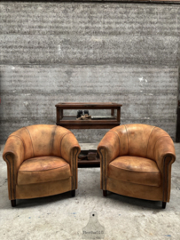 Prachtige set clubfauteuils van schapenleer 148242