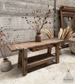 Oude eikenhouten werkbank perfect voor elk interieur 148073 197 cm