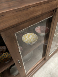 Antiek keukeneiland alle zijden oud gebobbeld glas (146884)