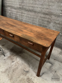 Authentieke halfhoge schooltafel bureau keukeneiland 280 cm lengte 147928