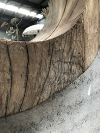 Uit 1 stuk oud hout spiegel rond (145014) verkocht