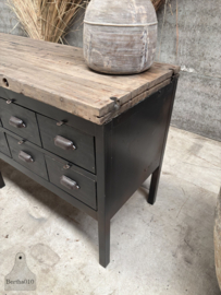 Ladekast uit oud Frans atelier uniek kookeiland dressoir 148028