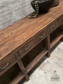 Historische XXL houten werkbank toonbank met 8 laden 148108