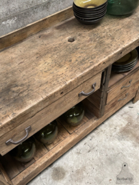 Oude eiken werkbank 3 lades 148268 lengte 187 cm