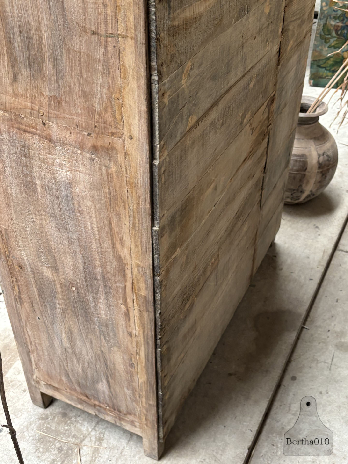Antieke naturel houten vitrinekast 147433