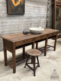 Authentiek lang schoolbureau 3 laden ideale hoogte 147932 verkocht