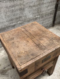 Antiek professioneel werkblok, geleefd patina, F. Ver Elst Fabriekslabel 147809