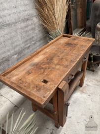Oude werkbank uit school 148269 lengte 152 cm