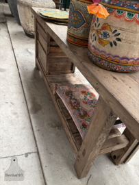 Franse oude werkbank met drie laden 147959