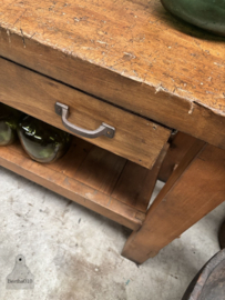 Oude werkbank uit school 148269 lengte 152 cm