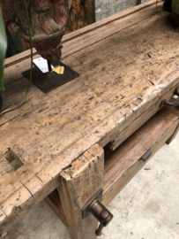 Prachtige oude werkbank met opbergvak lengte 160 cm (146370) verkocht