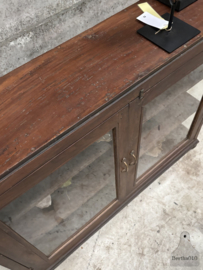 Elegante antieke winkelvitrine 3 kanten glas ca 1920 147847