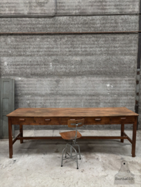 Authentieke halfhoge schooltafel bureau keukeneiland 280 cm lengte 147928