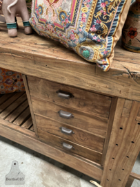 Antieke werkbank met laden (147119)  lengte 201 cm verkocht