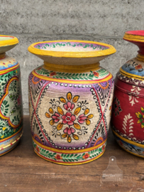 Oude houten melkpot uit India 147885ac 35 cm hoog