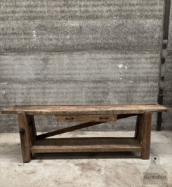 Authentieke eiken werkbank Frans timmermansatelier 147810 249 cm verkocht