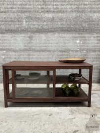 Prachtige houten antieke toonbank met glas keukeneiland 147686