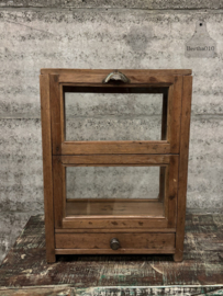 Oude glazen laboratoriumvitrine 147696