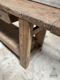 Oude eikenhouten werkbank perfect voor elk interieur 148073 197 cm