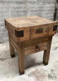 Antiek professioneel werkblok, geleefd patina, F. Ver Elst Fabriekslabel 147809