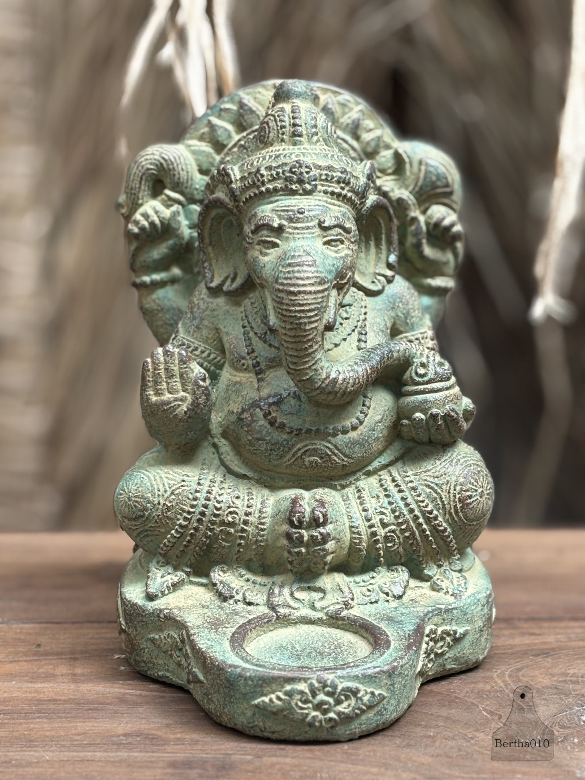 Stenen beeld Ganesha waxinelichthouder 147509