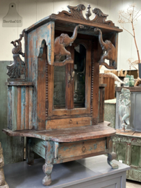 Unieke vondst, oude originele antieke houten tempel altaar 147673