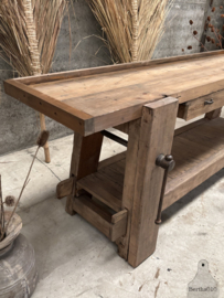 Oude Franse werkbank 147936 lengte 225cm