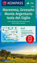 Wandelkaart Maremma Grosseto, Monte Argentario, Isola del Giglio | Kompass 2470 | 1:50.000 | ISBN 9783990443309