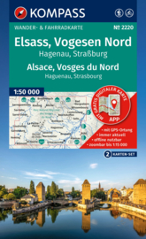 Wandelkaart - Fietskaart Elzas - Vogezen Noord | Kompass 2220 | 1:50.000 | ISBN (ISBN 9783991544135