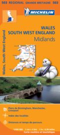 Wegenkaart Wales-The Midlands-Southwest-zuidwest | Michelin 503 | 1: 400.000 | ISBN 9782067183285