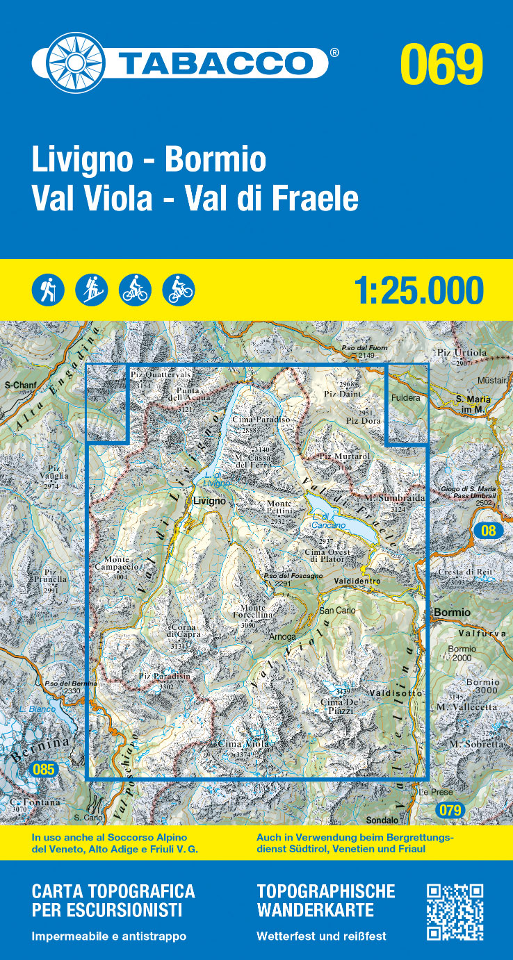 Wandelkaart Livigno / Bormio / Passo del Bernina l | Tabacco 69 | 1:25.000 | ISBN 9788883152092