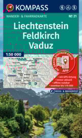 Wandelkaart Liechtenstein - Feldkirch - Vaduz | Kompass 21 | 1:50.000 | ISBN 9783991215059