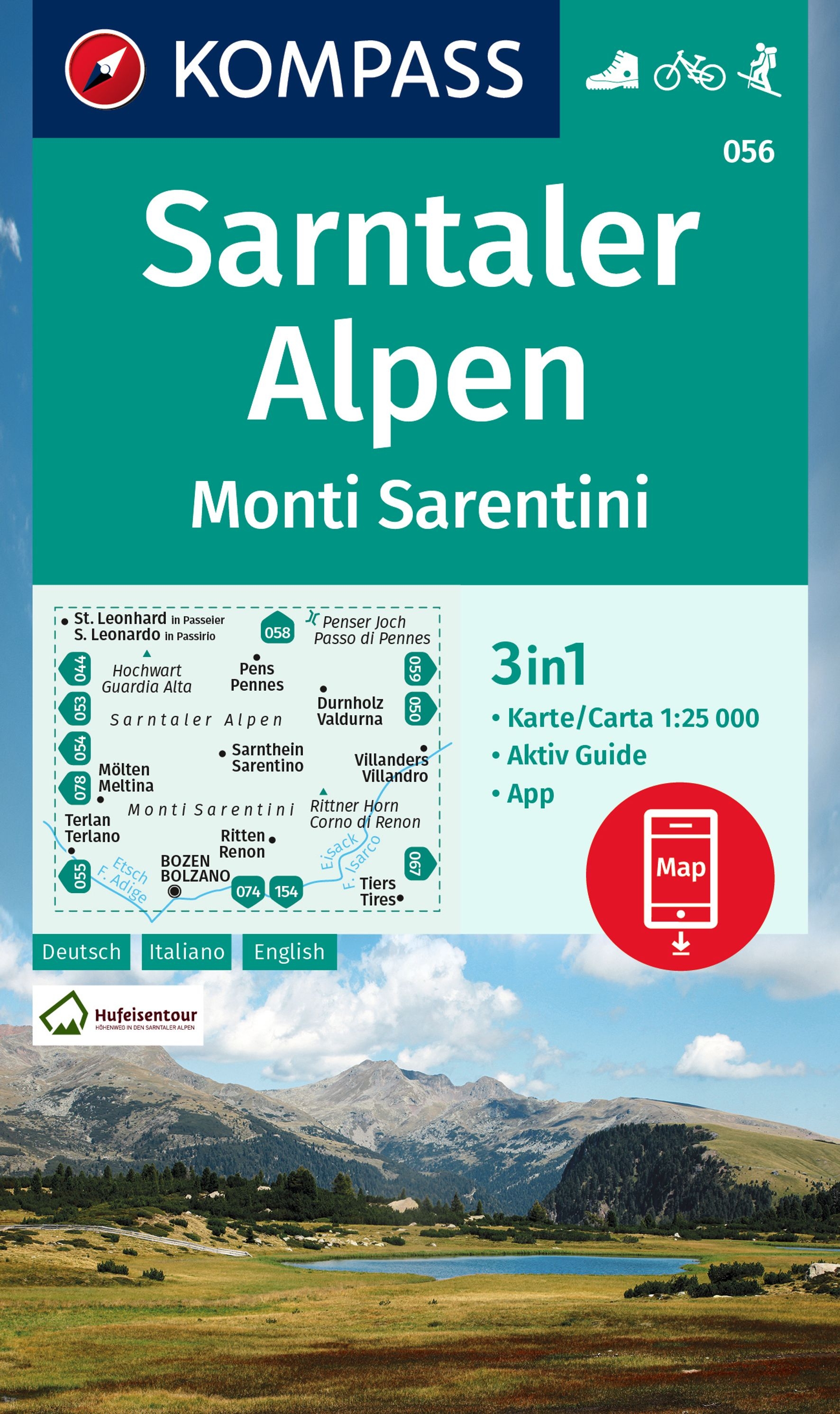 Wandelkaart Sarntaler Alpen |  Kompass 056 | 1:25.000 | ISBN 9783991214779