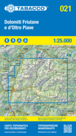 Wandelkaart Dolomiti Friulane e d'oltre Piave | Tabacco 21 | 1:25.000 | ISBN 9788883151903