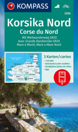 Wandelkaart - Fietskaart Corsica-Noord - Korsika Nord | Kompass 2250 | 3-delige kaartenset | ISBN 9783990449530