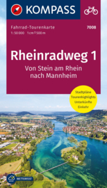 Fietskaart Rheinradweg 1 : Bodensee - Mannheim | Kompass 7008 | 1: 50.000 | ISBN 9783991219415