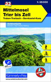 Wandelkaart Mittlere Mosel Trier bis Zell - Hunsrück | Kümmerly & Frey 22 | 1:35.000 | ISBN 9783259025697