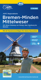 Fietskaart Bremen-Minden Mittelweser | BVA - ADFC | 1:75.000 | ISBN 9783969902165