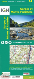 Wandelkaart - Fietskaart Monts d`Ardèche nr. 14 | IGN | 1:75.000 | ISBN 9782758543961