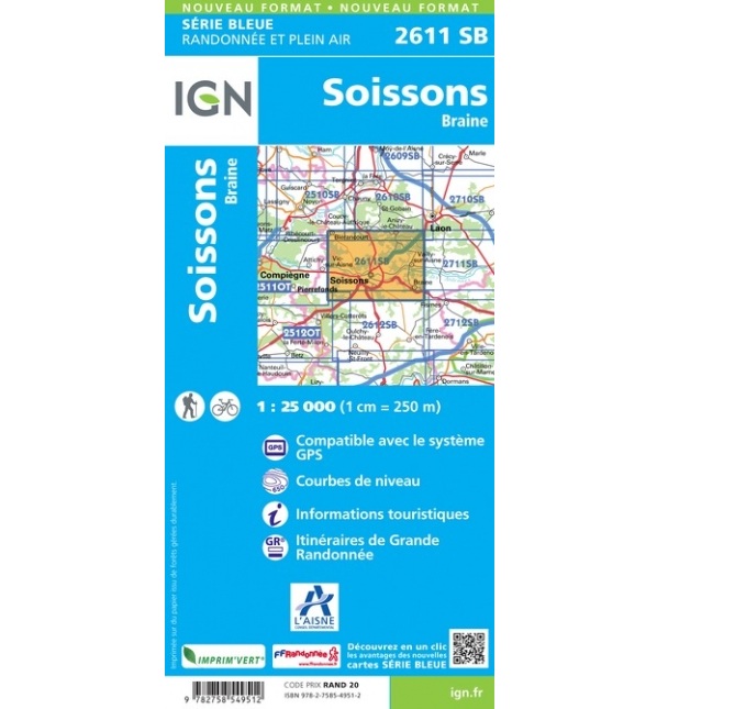 Wandelkaart Soissons / Braine | IGN 2611SB | ISBN 9782758549512