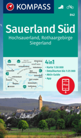 Wandelkaart Sauerland Süd  - Rothaargebirge - Siegen |  Kompass 842 | 1:50.000 | ISBN 9783991214274