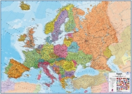 Wandkaart Europa - Gelamineerd + ophangsysteem | Maps International | 1:4,3 miljoen | ISBN 9781903030806