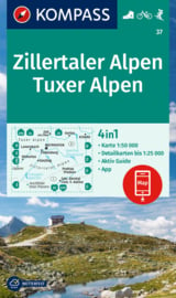 Wandelkaart Zillertaler Alpen - Tuxer Alpen | Kompass 37 | 1:50.000 | ISBN 9783991541912