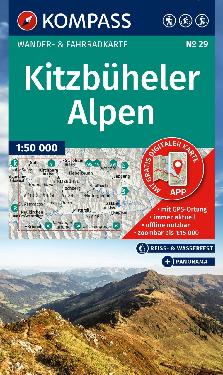 Wandelkaart Kitzbüheler Alpen | Kompass 29 | 1:50.000 | ISBN 9783991543688